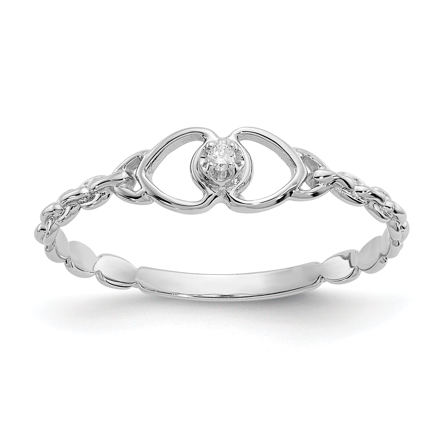 10K White Gold AA Diamond heart ring Main image