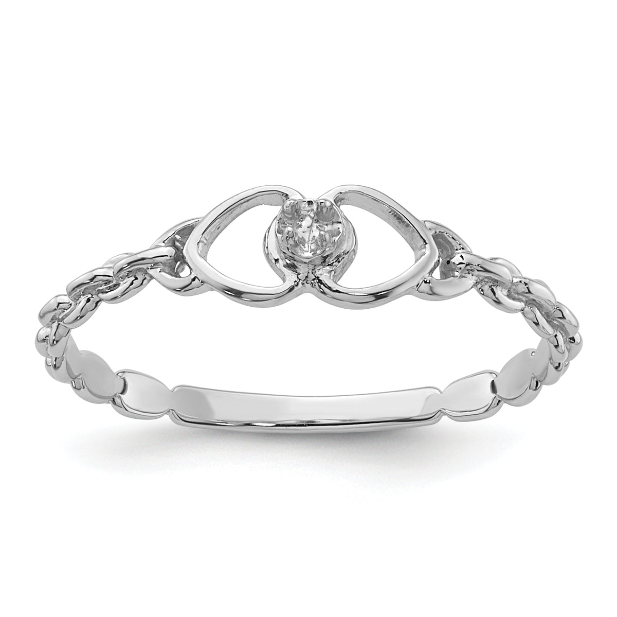 10K White Gold .01ct. Diamond Heart Ring Mounting (No Stones Included)