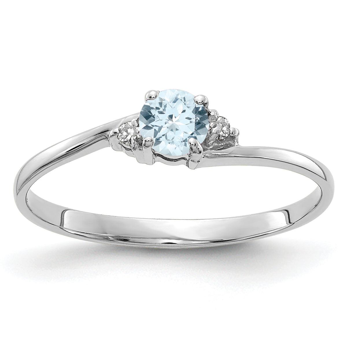 10K White Gold Aquamarine and Diamond Ring