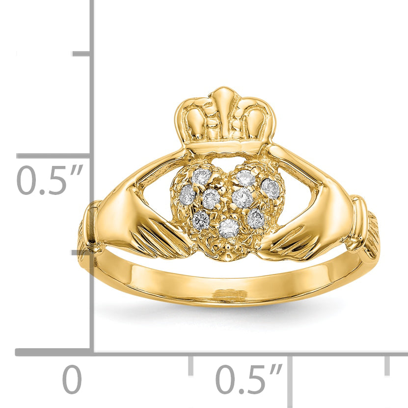 10K 1/10ct AA Diamond Claddagh Ring Secondary image