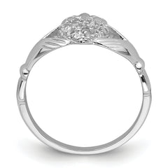 10K White Gold Claddagh Ring Mounting (No Stones Included)
