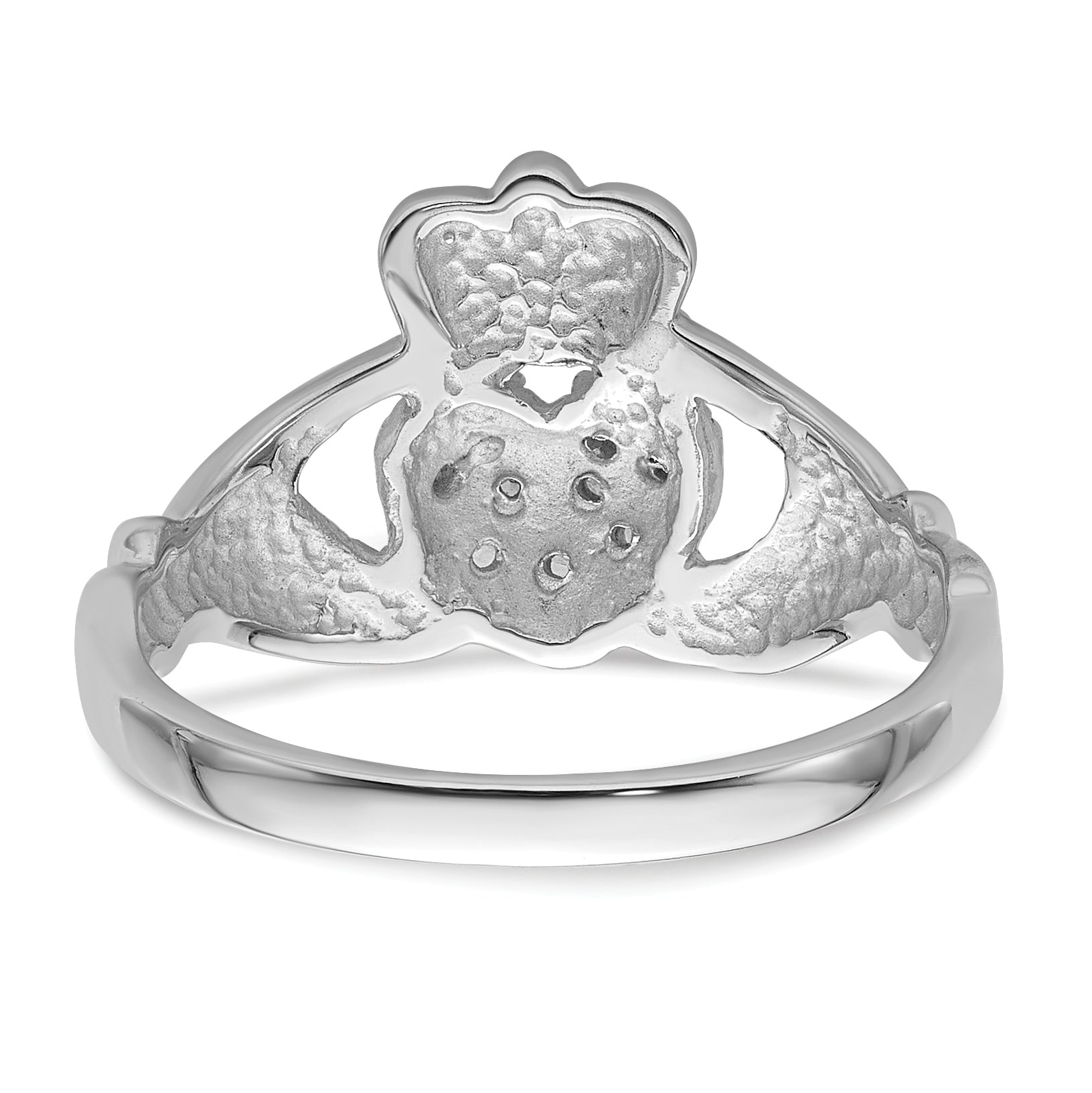 10K White Gold Claddagh Ring Mounting (No Stones Included)