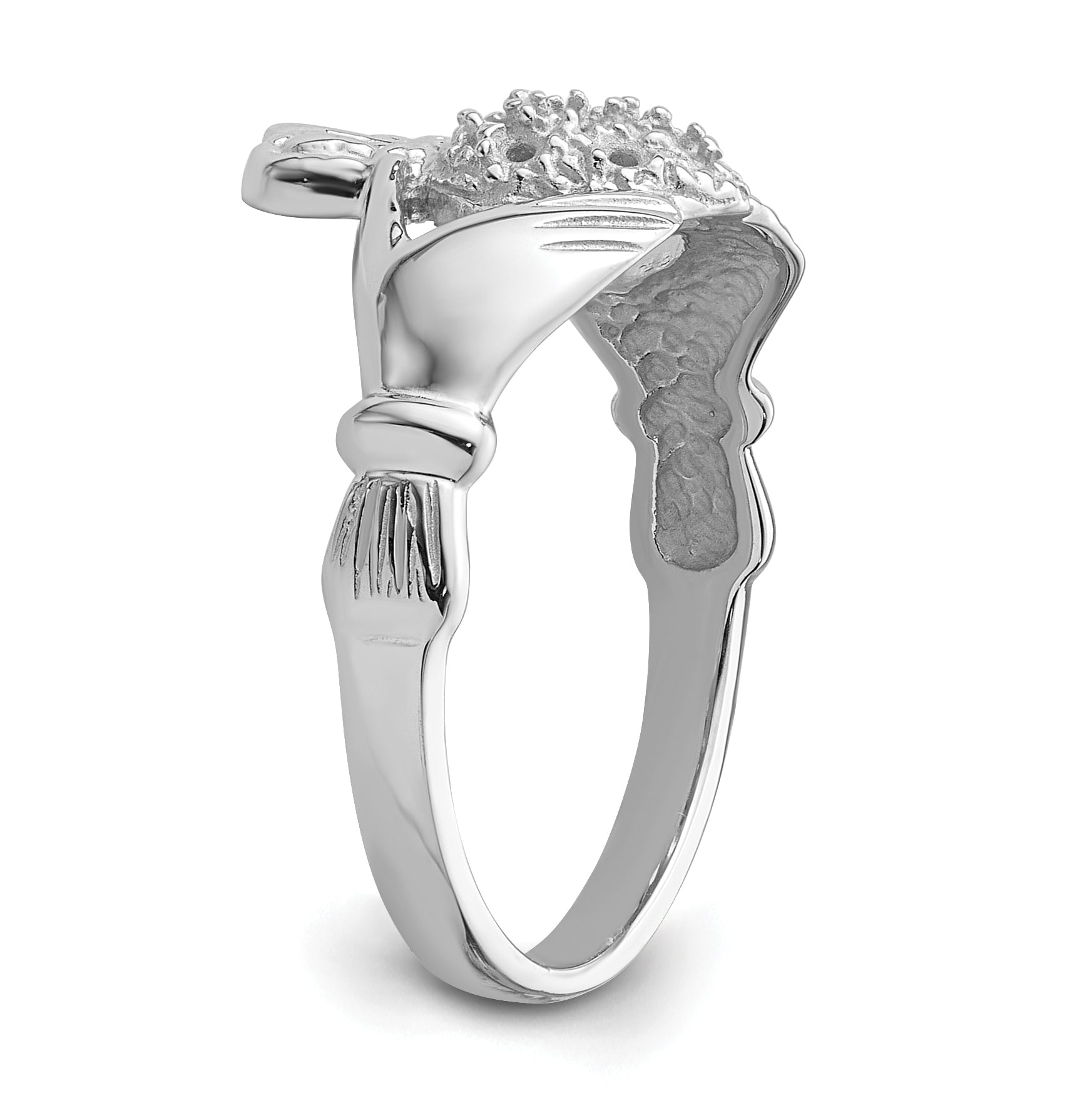 10K White Gold Claddagh Ring Mounting (No Stones Included)