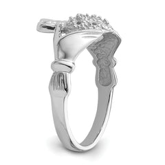 10K White Gold Claddagh Ring Mounting (No Stones Included)