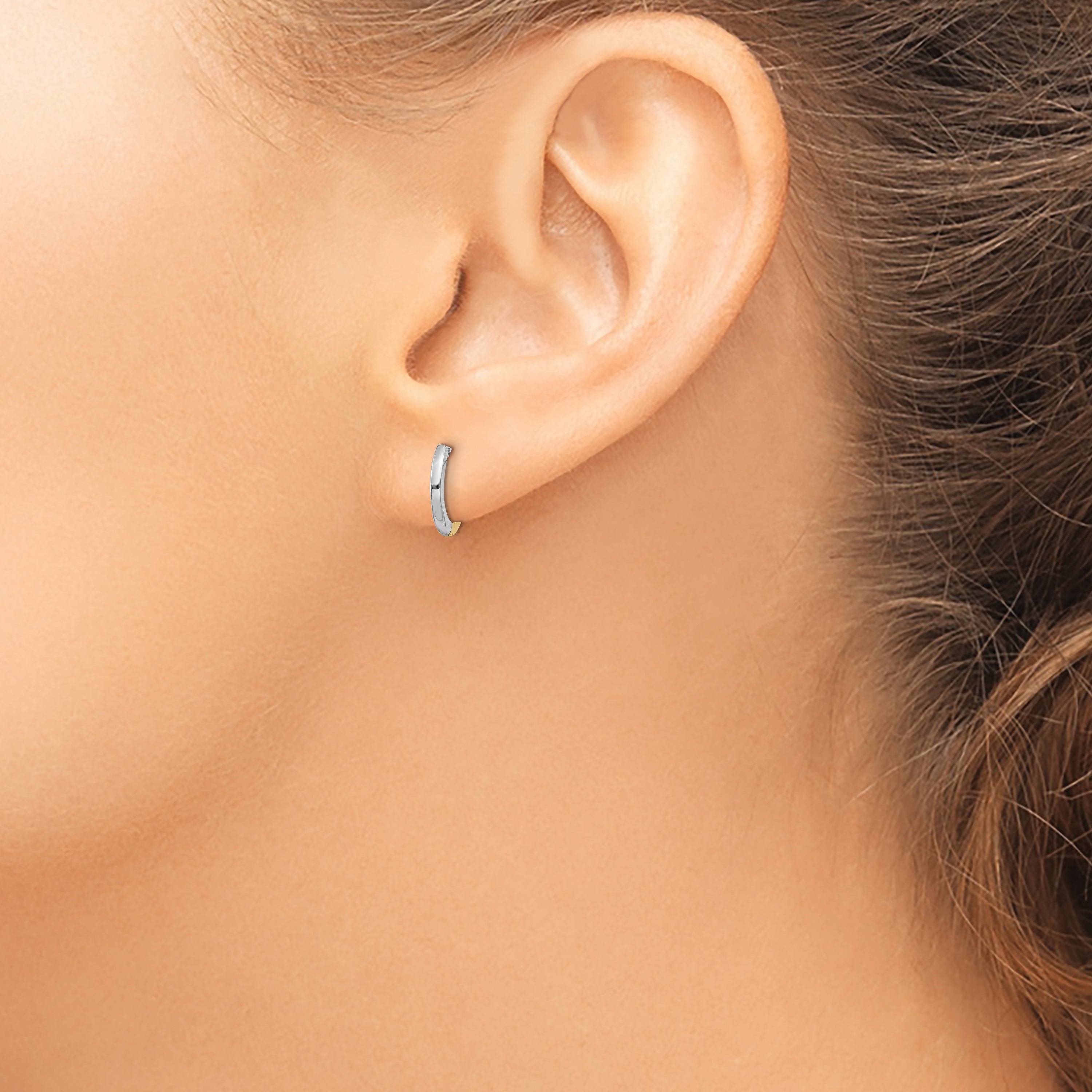 10k Two-tone Mini 1.35mm Round Hinged Hoop Earrings