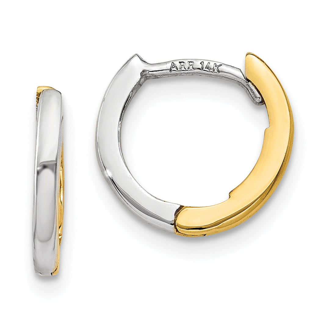 10k Two-tone Mini 1.35mm Round Hinged Hoop Earrings Main image