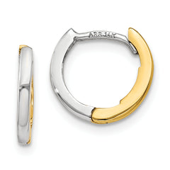 10k Two-tone Mini 1.35mm Round Hinged Hoop Earrings