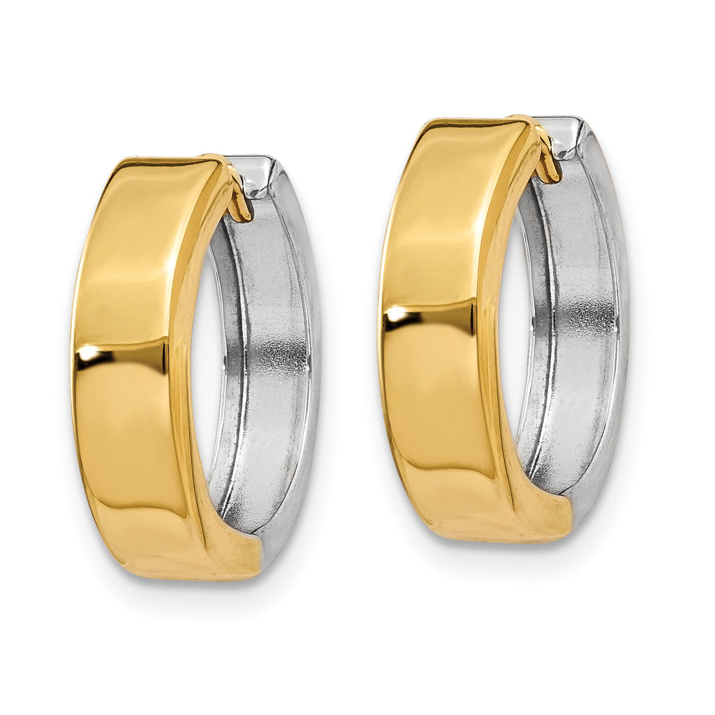 10k Two-tone Hinged Hoop Earrings