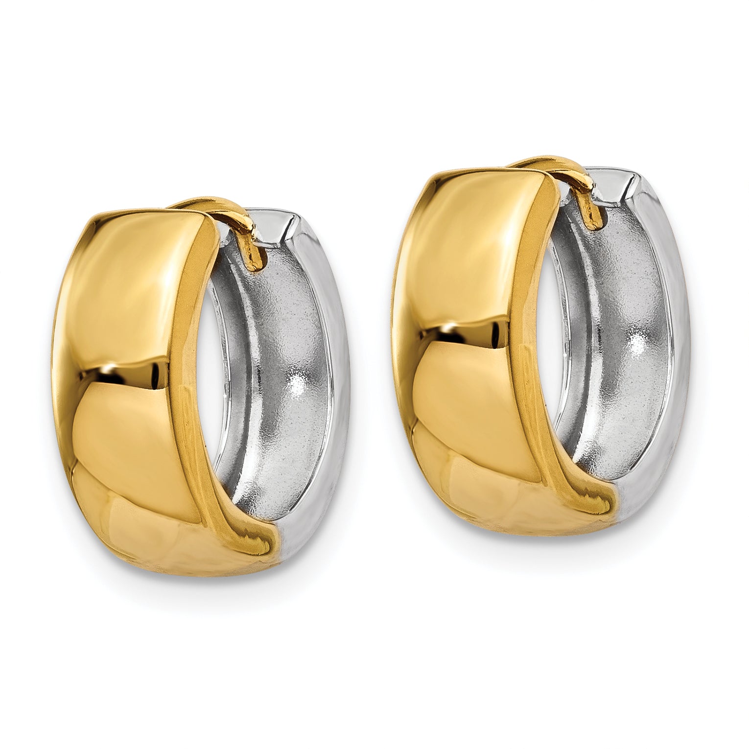 10k Two-tone Hinged Hoop Earrings Secondary image