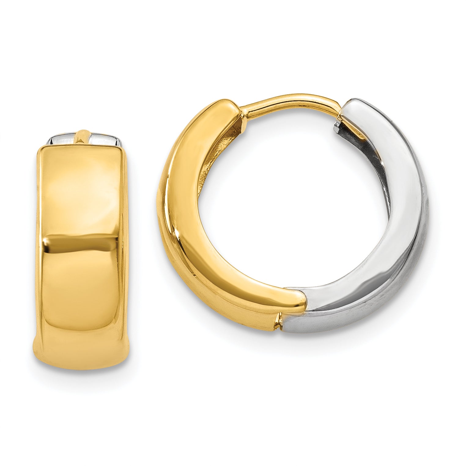 10k Two-tone Hinged Hoop Earrings Main image