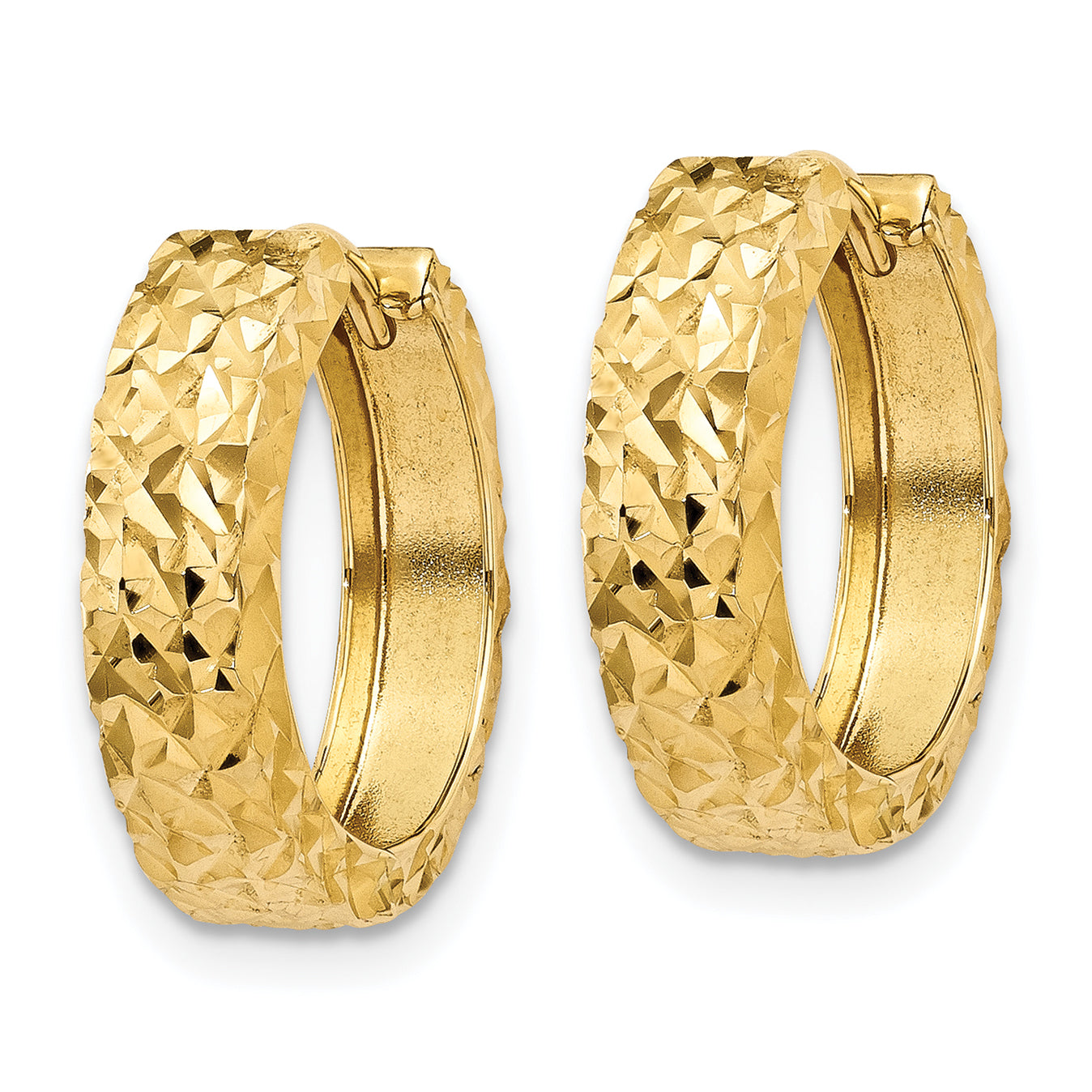 10k Diamond-cut Hinged Hoop Earrings Secondary image