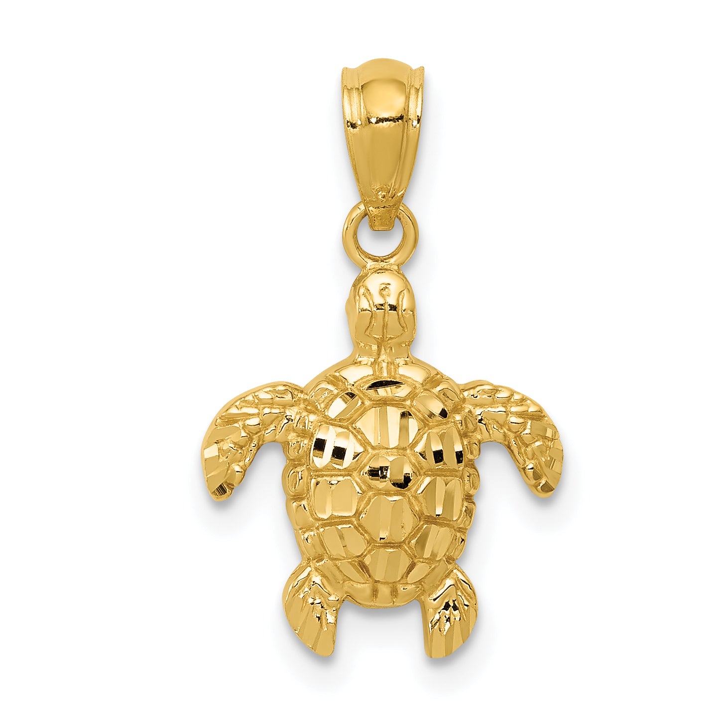 10k Gold Polished & Textured Small DC Turtle Pendant Main image