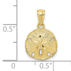 10k Gold Polished & Textured Sand Dollar Pendant