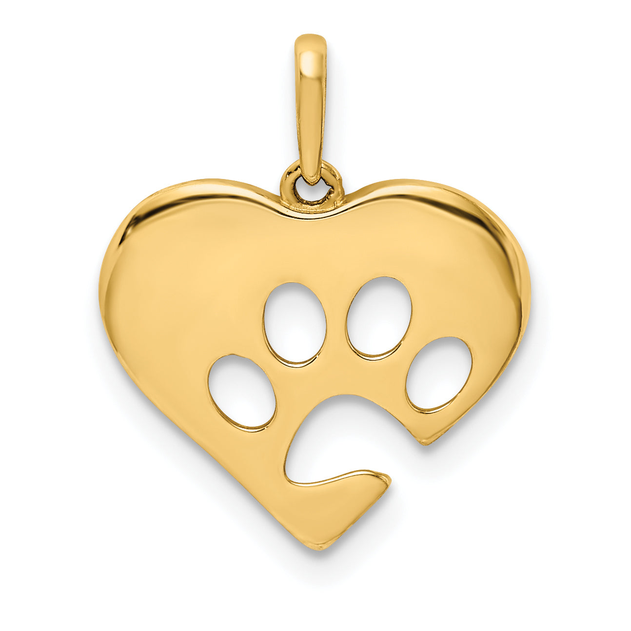 10K Polished Heart w/Paw Print Pendant Main image