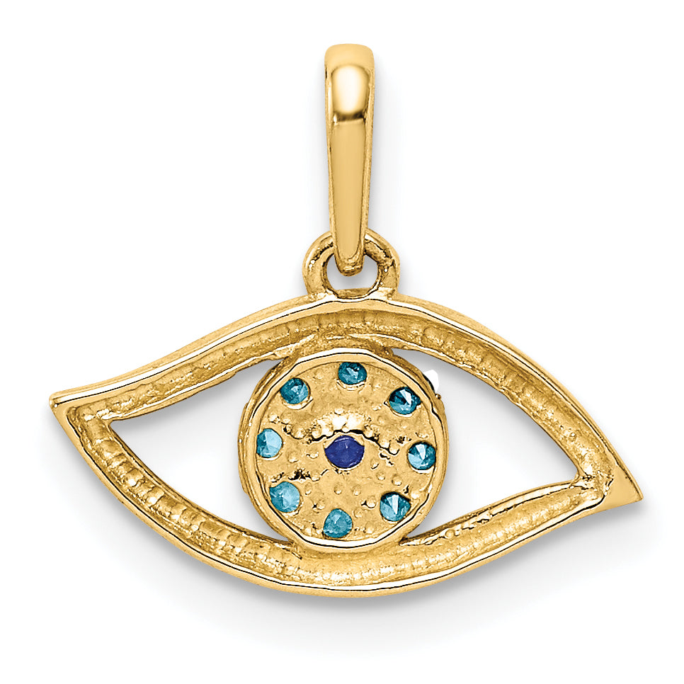 10K Blue CZ Eye Pendant