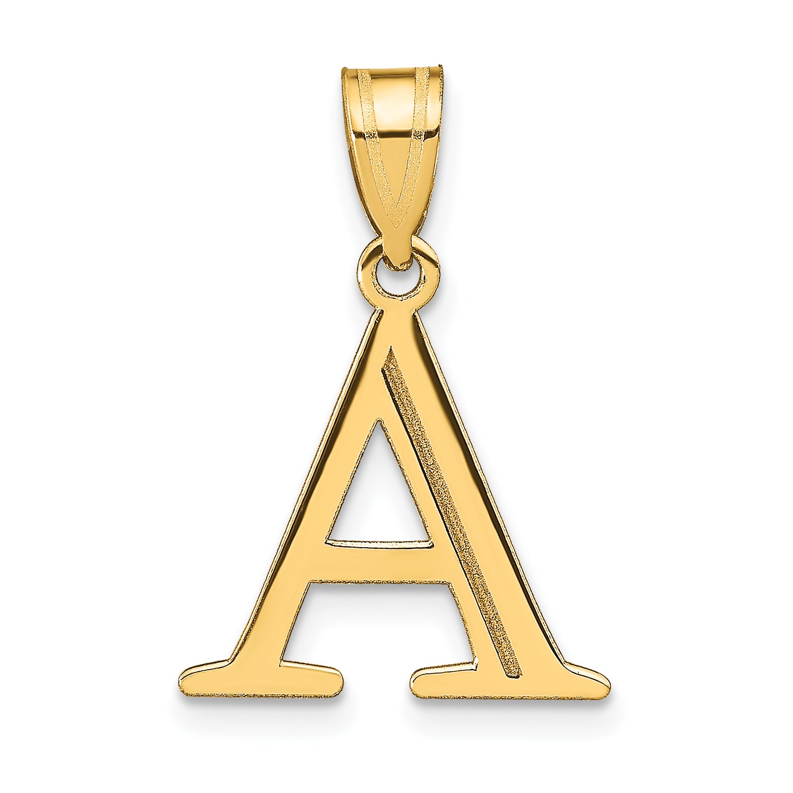10K Polished Etched Letter A Initial Pendant Main image