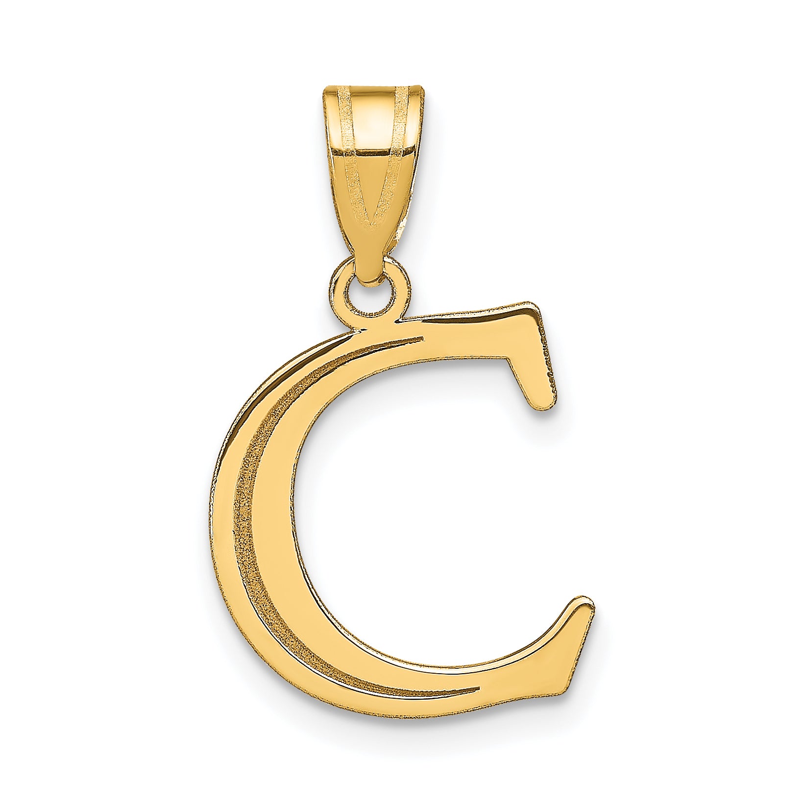 10K Polished Etched Letter C Initial Pendant Main image