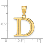 10K Polished Etched Letter D Initial Pendant