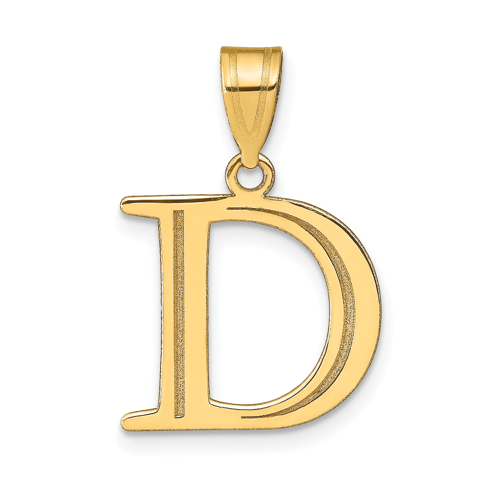10K Polished Etched Letter D Initial Pendant Main image