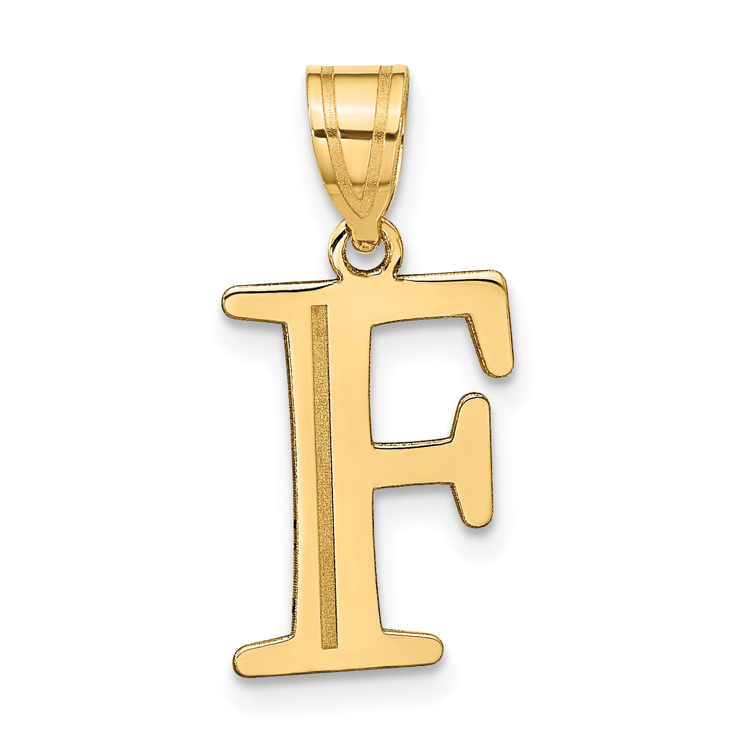10K Polished Etched Letter F Initial Pendant Main image