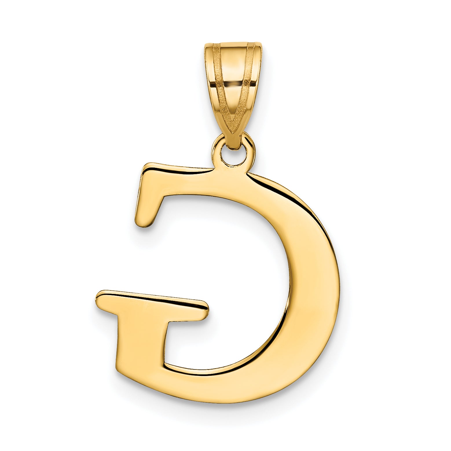 10K Polished Etched Letter G Initial Pendant