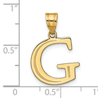 10K Polished Etched Letter G Initial Pendant
