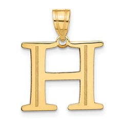 10K Polished Etched Letter H Initial Pendant