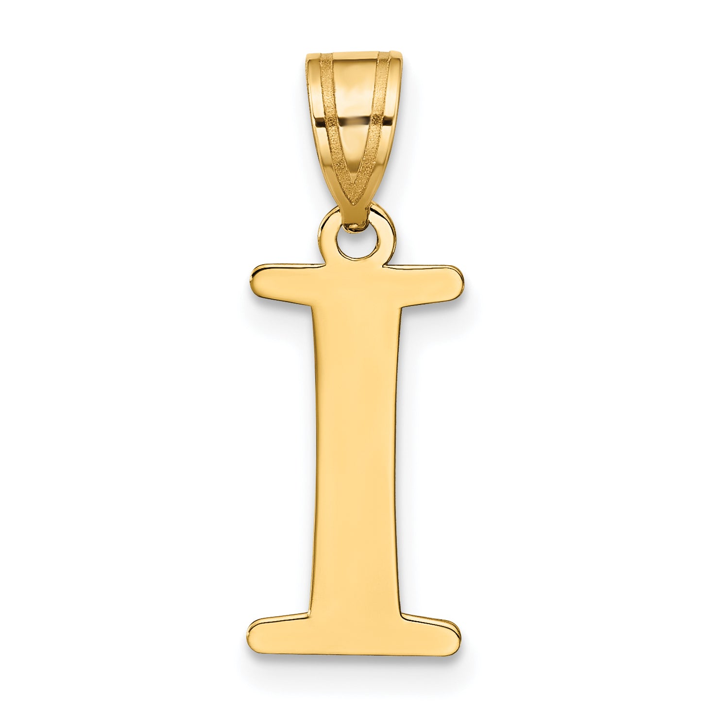 10K Polished Etched Letter I Initial Pendant