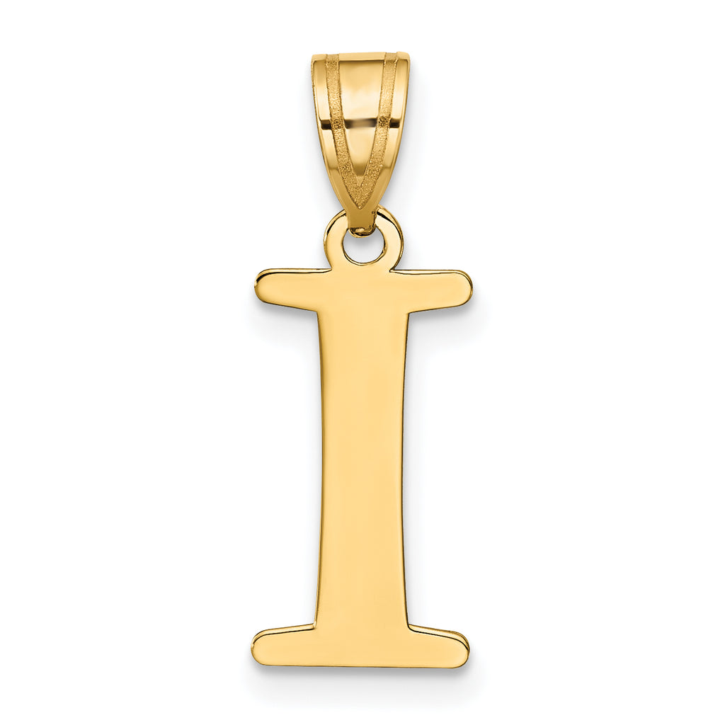 10K Polished Etched Letter I Initial Pendant