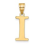 10K Polished Etched Letter I Initial Pendant