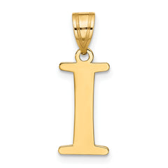 10K Polished Etched Letter I Initial Pendant