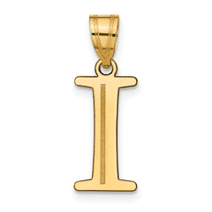10K Polished Etched Letter I Initial Pendant