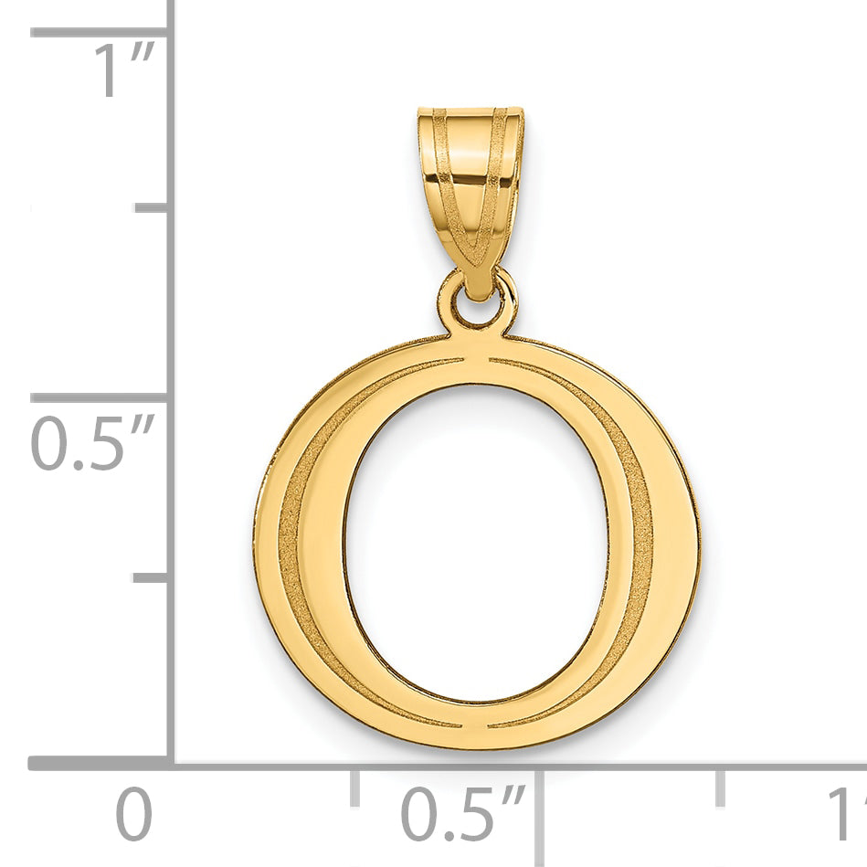 10K Polished Etched Letter O Initial Pendant