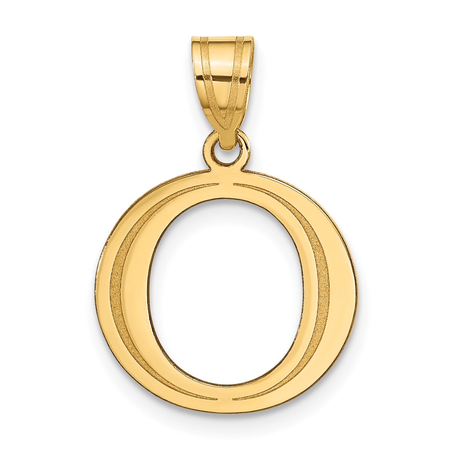 10K Polished Etched Letter O Initial Pendant Main image