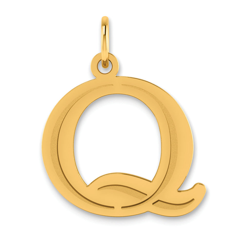 10K Polished Etched Letter Q Initial Pendant Main image
