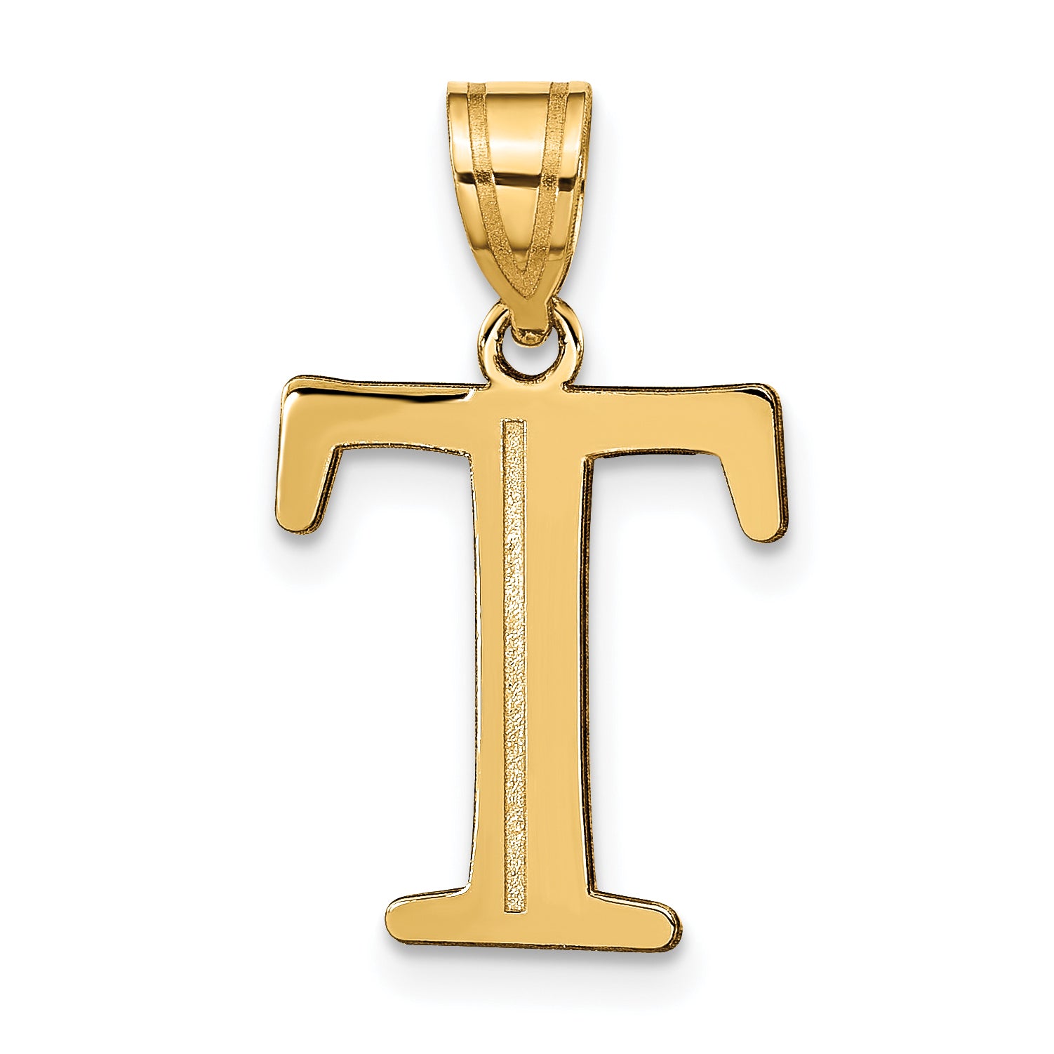 10K Polished Etched Letter T Initial Pendant Main image