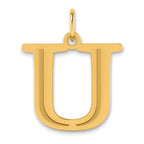 10K Polished Etched Letter U Initial Pendant