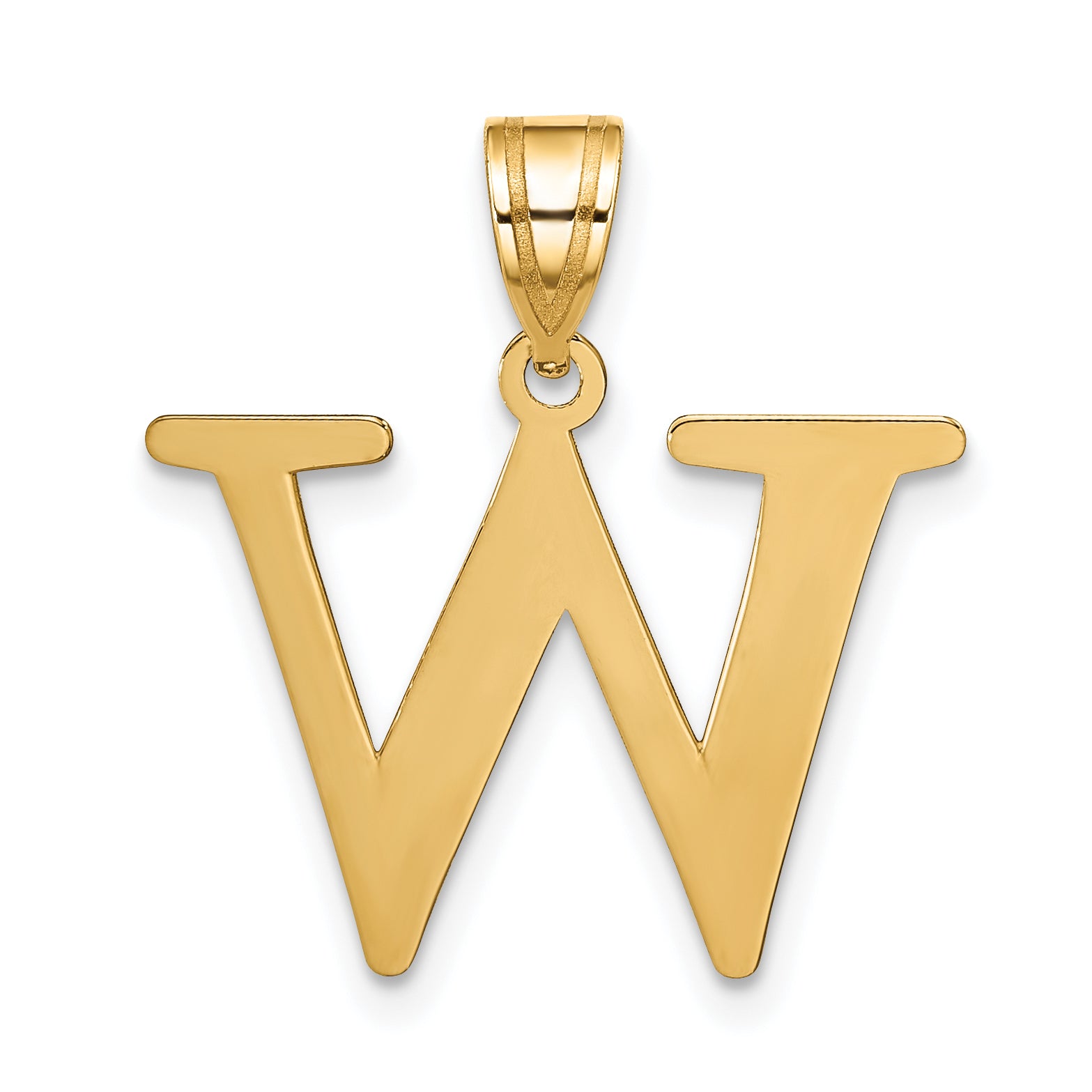 10K Polished Etched Letter W Initial Pendant