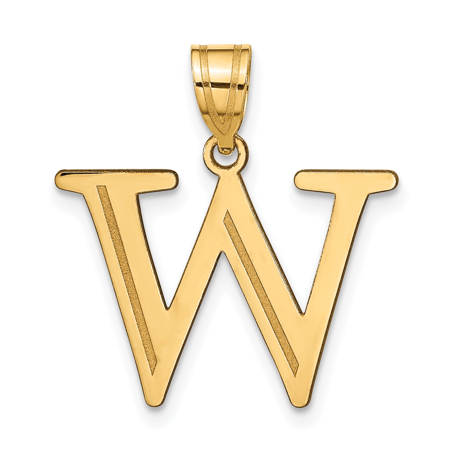 10K Polished Etched Letter W Initial Pendant Main image