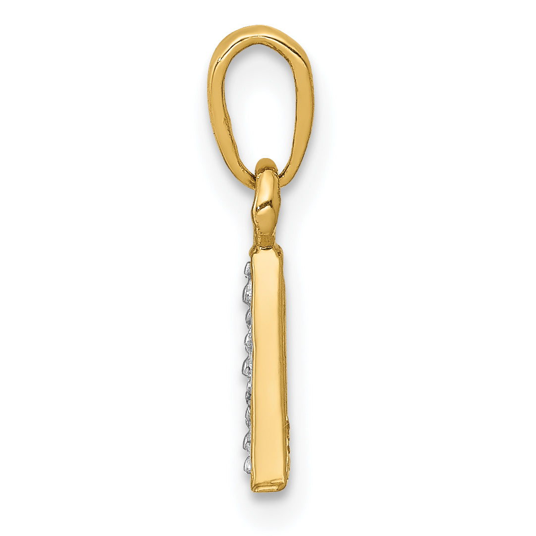 10K and Rhodium Diamond Initial A Pendant