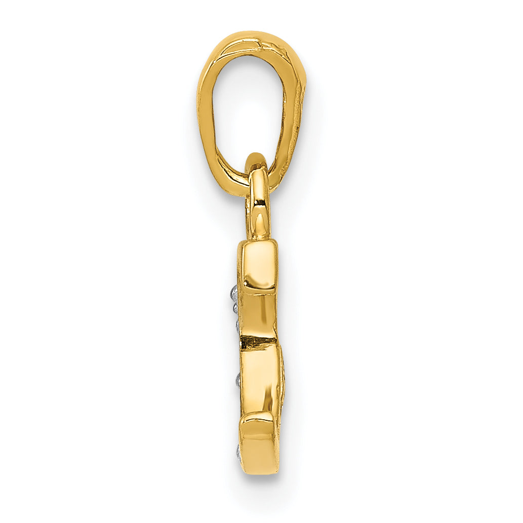 10K and Rhodium Diamond Initial C Pendant Secondary image