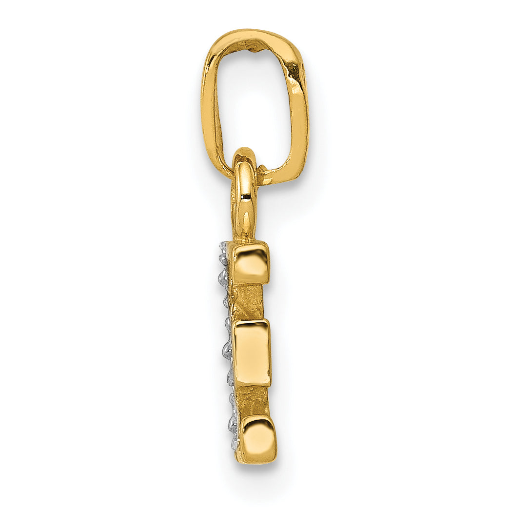 10K and Rhodium Diamond Initial E Charm Secondary image