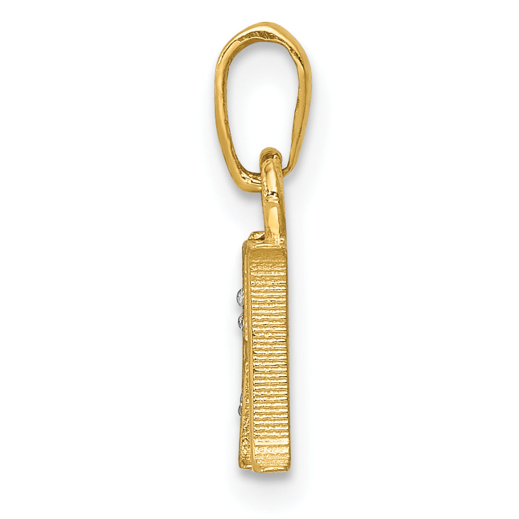 10K and Rhodium Diamond Initial H Charm