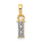 10K and Rhodium Diamond Initial I Charm