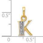 10K and Rhodium Diamond Initial K Charm