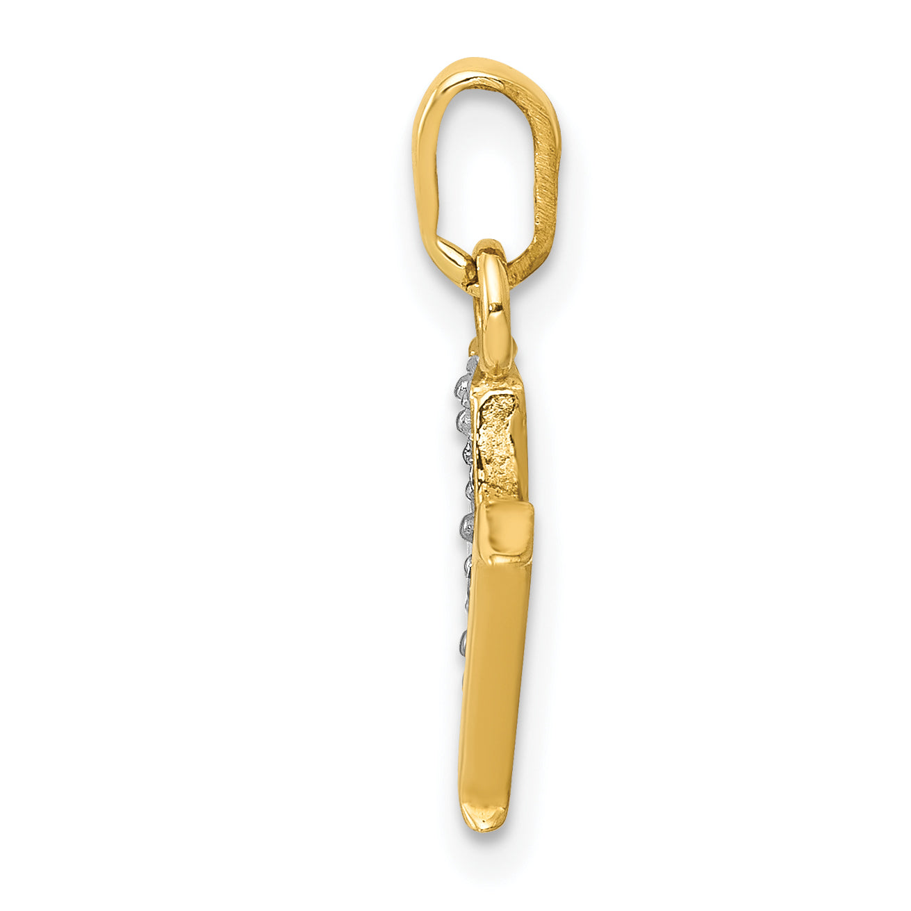 10K and Rhodium Diamond Initial M Charm Secondary image