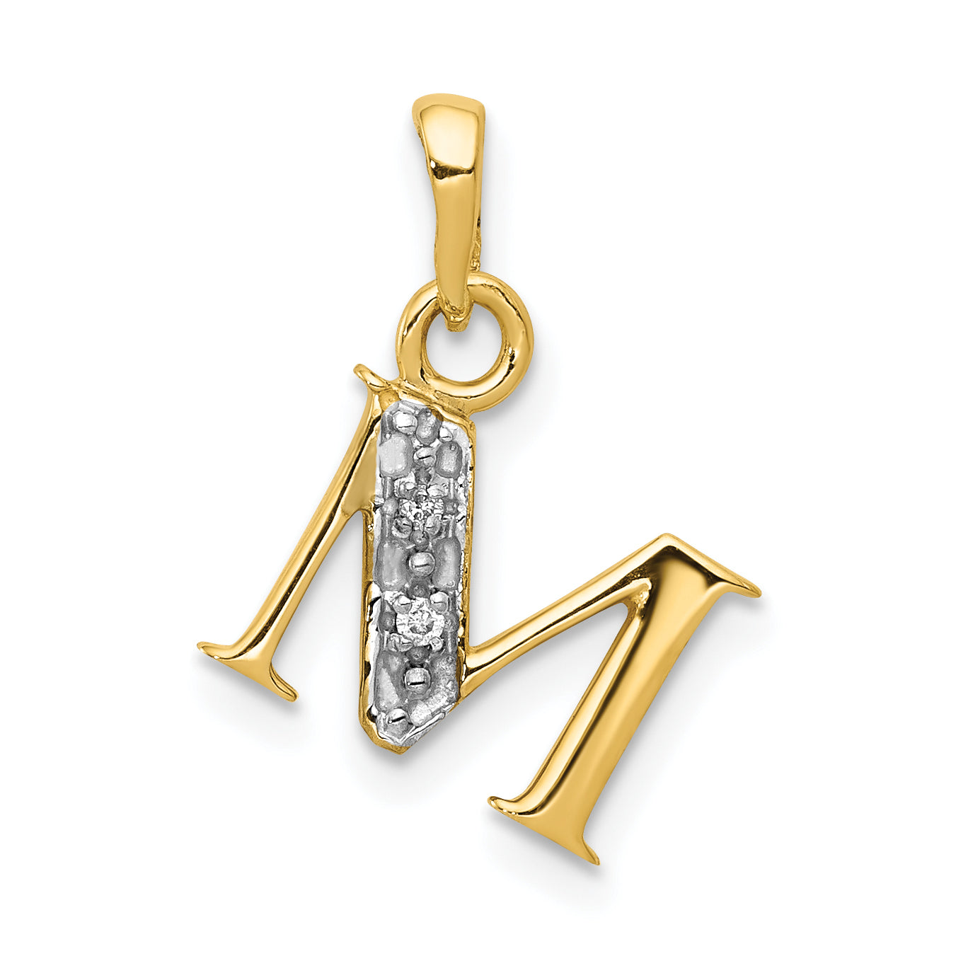 10K and Rhodium Diamond Initial M Charm Main image