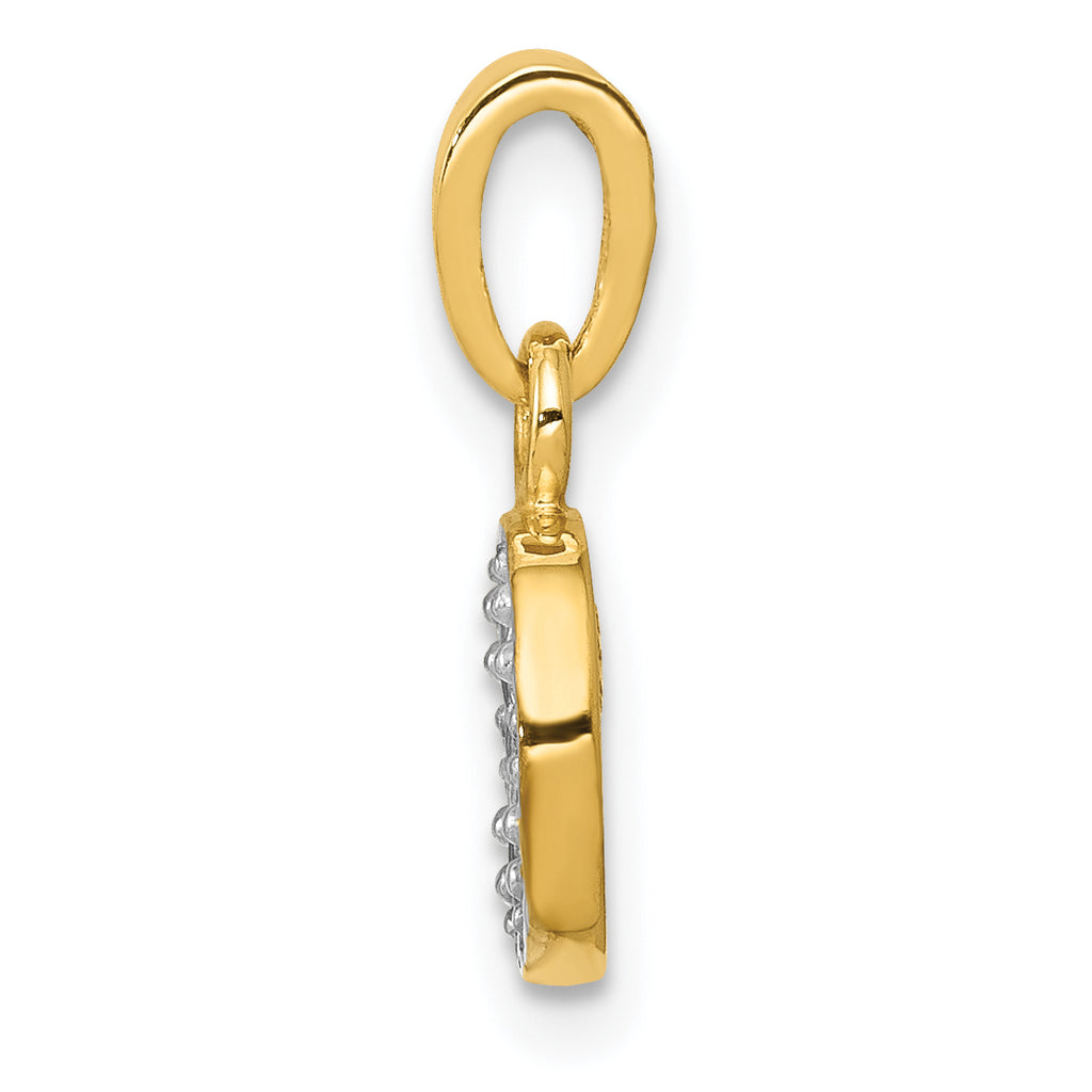 10K and Rhodium Diamond Initial O Charm