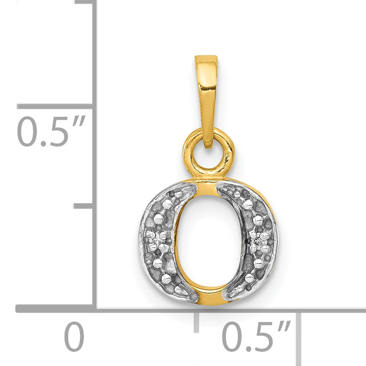 10K and Rhodium Diamond Initial O Charm