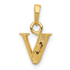 10K and Rhodium Diamond Initial V Charm